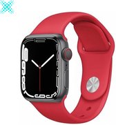 MY PROTECT - Siliconen Bandje Geschikt Voor Apple Watch 38mm - 40mm - 41mm - Sportbandje Maat M/L - Rood