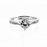 Ring Dames - S925 Zilver Gerhodineerd - Verlovingsring - Een maat - Verstelbaar Ring - Ring met Zirkonia
