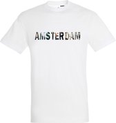 T-shirt AMSTERDAM | Amsterdam skyline | leuke cadeaus voor mannen | Wit | maat XS