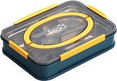 Faseras Bento Lunchbox RVS - 4 Compartimenten - Incl. Bestek - Lunchbox voor Volwassenen - Blauw
