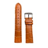 Horlogeband - 22 mm - Cognac bruin - Echt leer in croco  print - Roestvrijstalen gesp