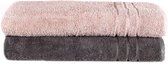 Komfortec Set van 2 Handdoeken 70x200 cm, 100% Katoen, XXL Saunahanddoeken, Saunahanddoek Zacht, Grote badstof, Sneldrogend, Antracietgrijs&Roze