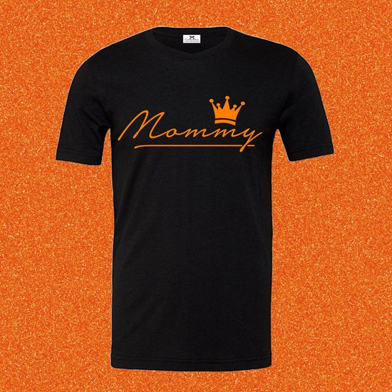 Tee shirt noir orange texte King's Day maman avec couronne Taille Xl