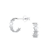 Joy|S - Zilveren halve hoepel oorbellen - oorringen stud - sterren fantasie - 10 mm/ 4 mm