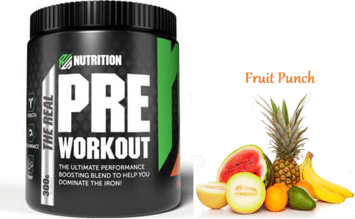 RS Nutrition The Real Pre Workout - Stevige Energie Boost - Bevat Essentiële Aminozuren - Fruit Punch