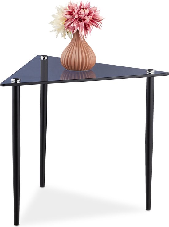Relaxdays Table d'appoint triangulaire - table en verre - table basse triangle - table salle d'attente