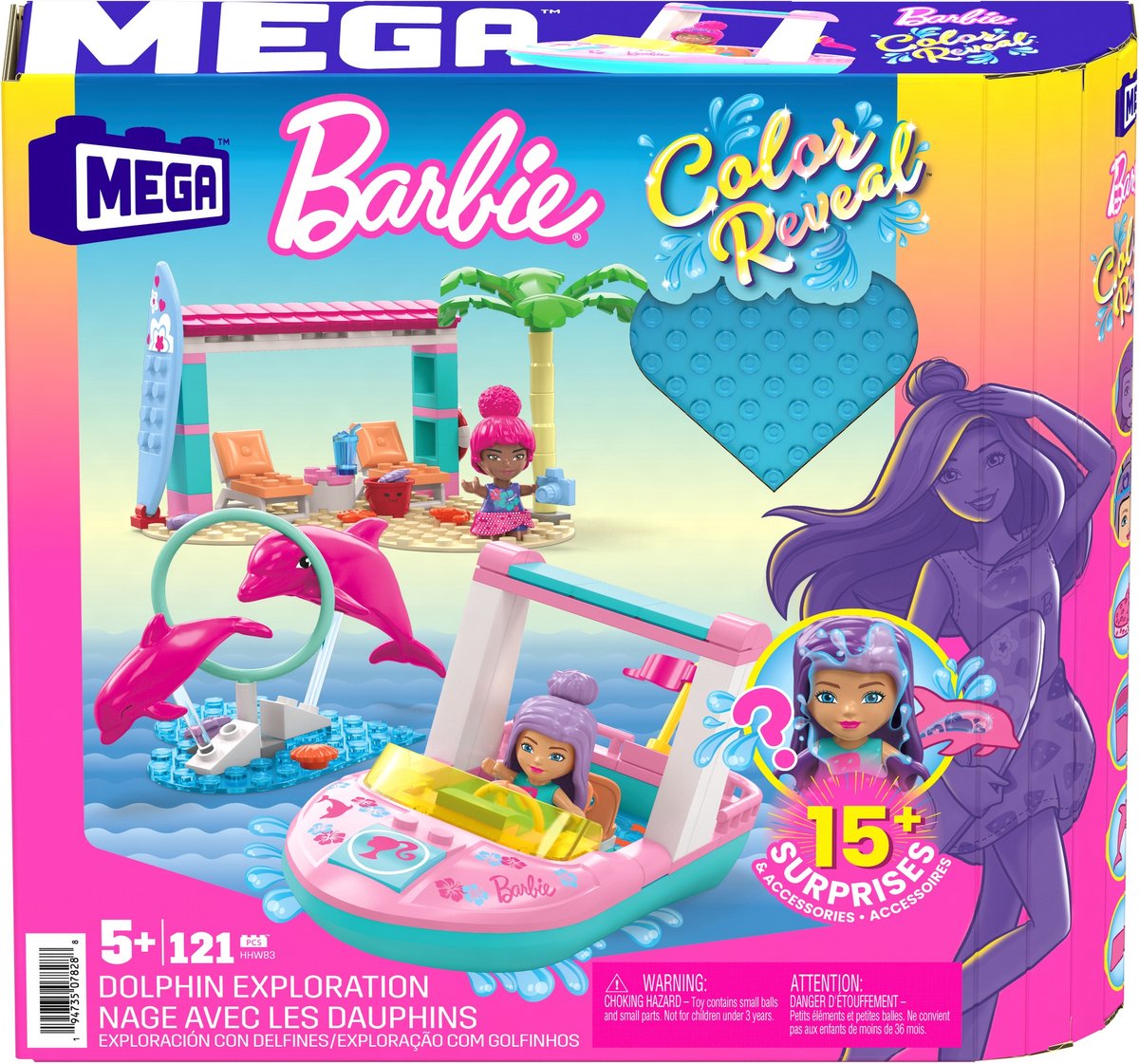 MEGA Barbie Color Reveal Train N Wash Pets