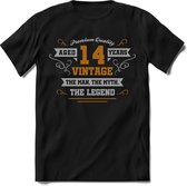 14 Jaar Legend - Feest kado T-Shirt Heren / Dames - Zilver / Goud - Perfect Verjaardag Cadeau Shirt - grappige Spreuken, Zinnen en Teksten. Maat 3XL