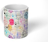 Mok - Koffiemok - Patronen - Vogelhuisje - Vogel - Mokken - 350 ML - Beker - Koffiemokken - Theemok