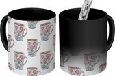 Magische Mok - Foto op Warmte Mokken - Koffiemok - Koffie - Bloemen - Patronen - Magic Mok - Beker - 350 ML - Theemok