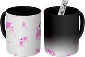 Magische Mok - Foto op Warmte Mokken - Koffiemok - Flamingos - Dieren - Patroon - Magic Mok - Beker - 350 ML - Theemok