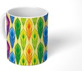 Mok - Koffiemok - Veren - Pauw - Patroon - Regenboog - Mokken - 350 ML - Beker - Koffiemokken - Theemok