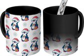 Magische Mok - Foto op Warmte Mokken - Koffiemok - Pinguïn - Kerstmuts - Kind - Patronen - Kerstmis - Magic Mok - Beker - 350 ML - Theemok