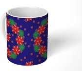 Mok - Koffiemok - Kerstkrans - Kerstster - Bloemen - Patronen - Mokken - 350 ML - Beker - Koffiemokken - Theemok