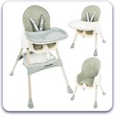 Kinderstoel 3 in 1 Verstelbaar - Stoel - Kinderzitje - Stoeltje - Stoelen - Voederstoel - Eetstoel - Combistoel - Baby Eetstoel - Kinderstoel voor Baby's - klaptafel 5-punts Gordel - Groen