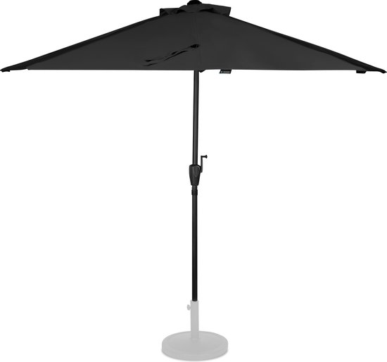 VONROC Premium Parasol Magione – Duurzame balkon parasol - Halfrond 270x135cm – UV werend doek - Antraciet/Zwart – Incl. beschermhoes