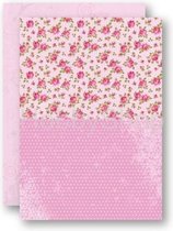 NEVA008 - Nellie Snellen - A4 achtergrondpapier - 5 vel kaartenpapier - papier - combinatie knutselpapier - pink roses - roze roos en rozen