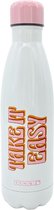 RVS thermosfles - wit / roze / oranje - Take it easy - 500 ml - waterfles - drinkfles - sport