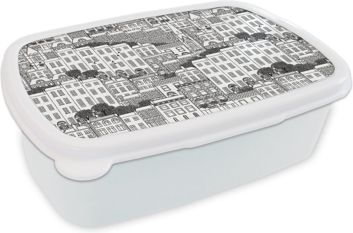 Broodtrommel Wit - Lunchbox - Brooddoos - Dublin - Skyline - Patronen - 18x12x6 cm - Volwassenen