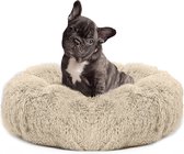 Pet Perfect Donut Hondenmand  - 60cm - Fluffy Hondenkussen - Hondenbed - Créme/Bruin