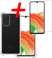 Hoes Geschikt voor Samsung A33 Hoesje Shock Proof Case Hoes Siliconen Met Screenprotector - Hoesje Geschikt voor Samsung Galaxy A33 Hoes Cover Shockproof - Transparant