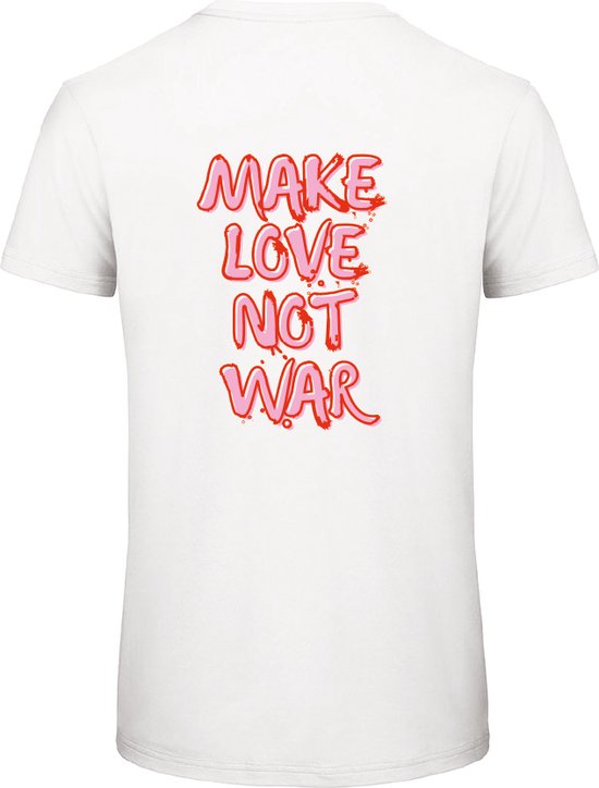 T-shirt wit M - Make love not war - soBAD. | T-shirt unisex | T-shirt mannen | T-shirt vrouwen | Humor | Love