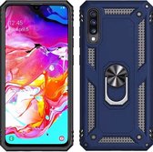 Huawei P30 Blauw Shockproof Militairy Hybrid Armour Case Hoesje Met Kickstand Ring -Huawei P30 - Extreem Stevige Anti-Shock Hard Rugged Cover Bumper Hoes Met Magnetische Ringhouder - Stevige Shock Proof Backcover -