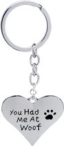 Bixorp Friends Sleutelhanger Liefde Zilverkleurig Hart Hondje - You had me at Woof - Roestvrij staal / Stainless Steel - Sleutelhanger Liefde - Cadeau Meisjes & Kinderen