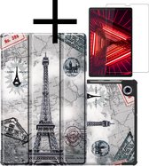 Lenovo Tab M10 FHD Plus Hoesje Case Hard Cover Hoes Book Case + Screenprotector - Eiffeltoren