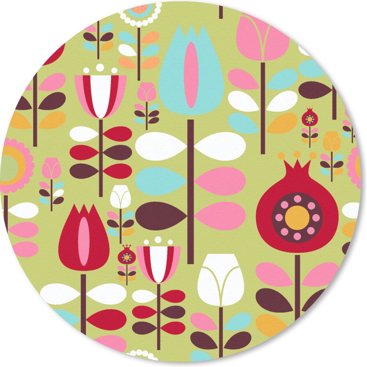 Muismat rond 30x30 cm - Mousepad Patronen - Bloemen - Kleuren - Ronde muismatten