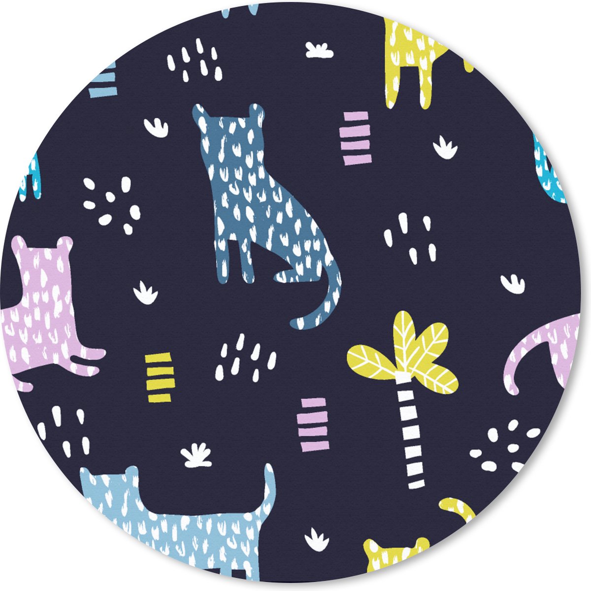 Muismat rond 30x30 cm - Mousepad Design - Jungle - Luipaard - Dieren - Ronde muismatten