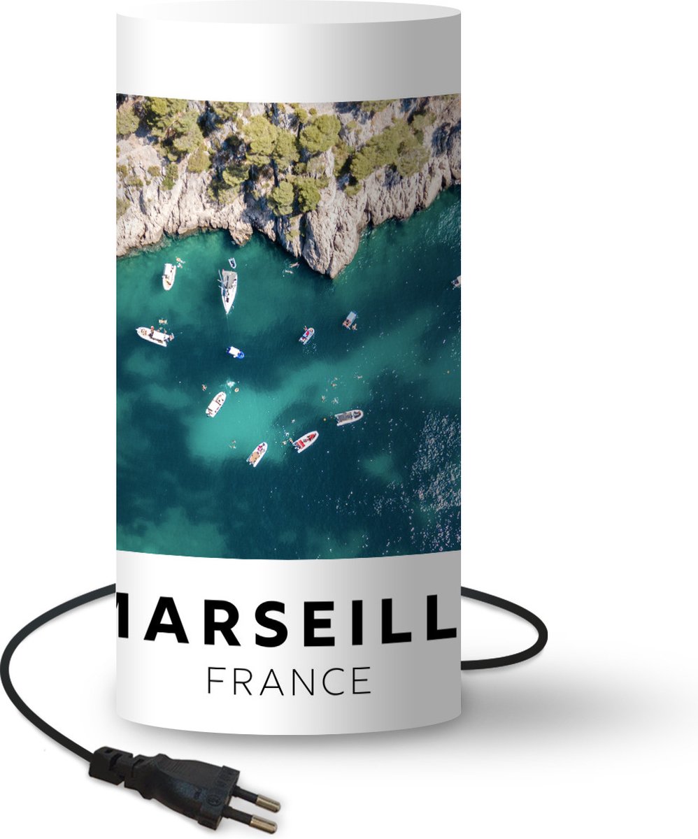 Lamp - Nachtlampje - Tafellamp slaapkamer - Marseille - Frankrijk - Boten - 33 cm hoog - Ø15.9 cm - Inclusief LED lamp