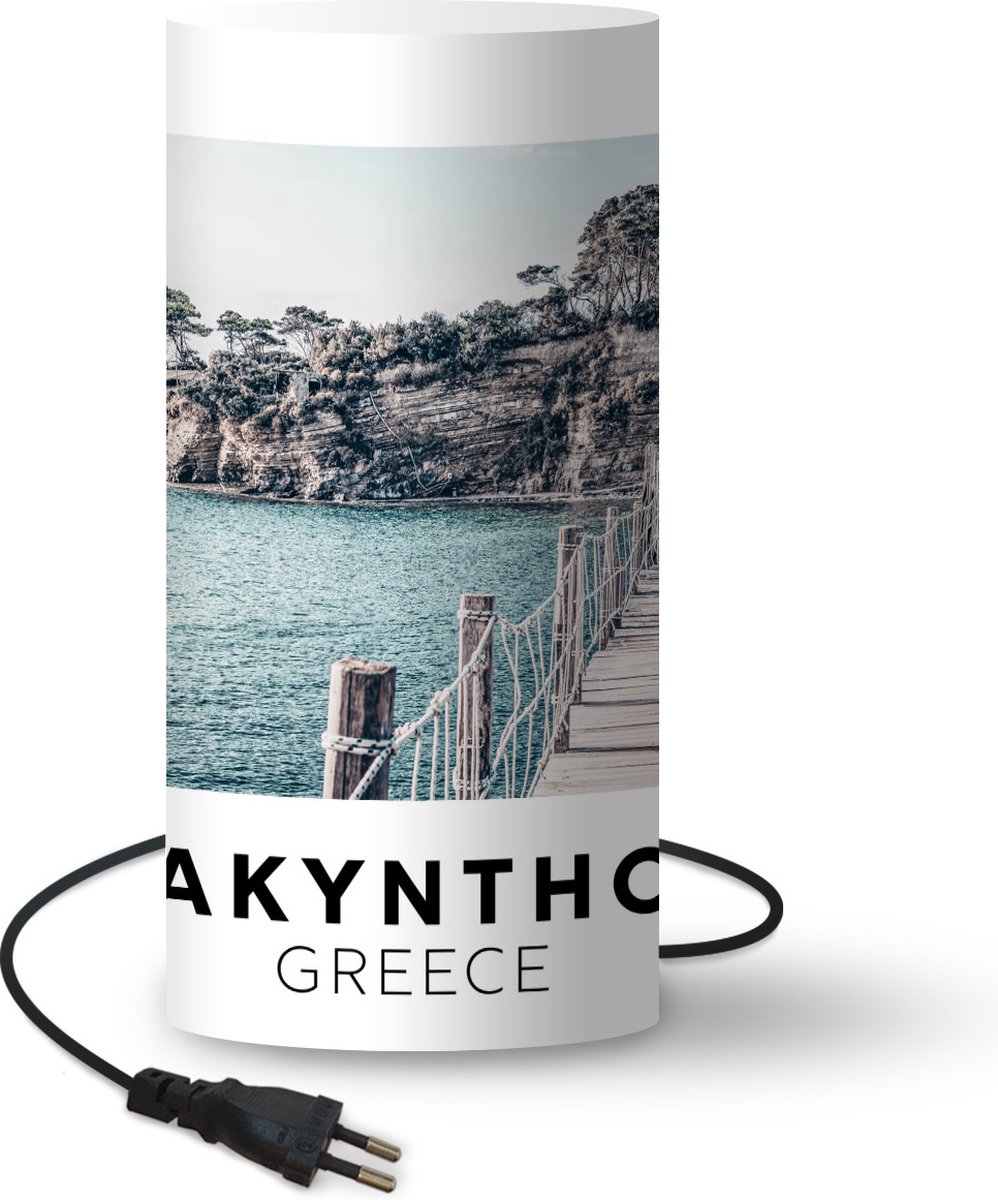 Lamp - Nachtlampje - Tafellamp slaapkamer - Zakynthos - Griekenland - Zee - 54 cm hoog - Ø24.8 cm - Inclusief LED lamp