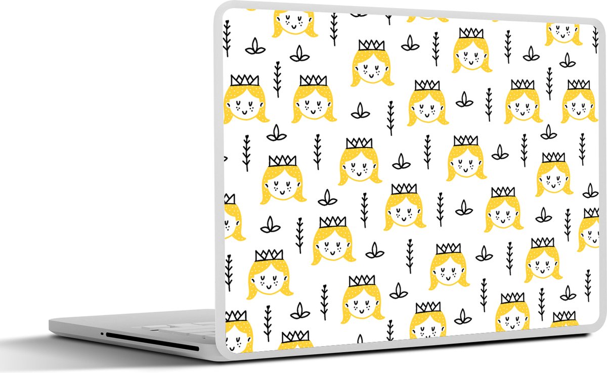 Laptop sticker - 12.3 inch - Meisjes - Prinses - Kroon - Patronen - Girl - Kids - Kinderen - 30x22cm - Laptopstickers - Laptop skin - Cover