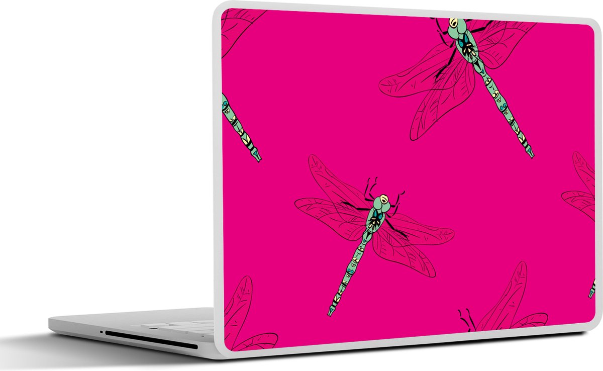 Laptop sticker - 17.3 inch - Meiden - Libelle - Insecten - Patronen - Girl - Kids - Kinderen - Kind - 40x30cm - Laptopstickers - Laptop skin - Cover