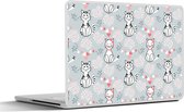 Laptop sticker - 10.1 inch - Patronen - Kat - Hart - Girl - Kids - Kinderen - Meiden - 25x18cm - Laptopstickers - Laptop skin - Cover