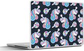 Laptop sticker - 11.6 inch - Meisje - Unicorn - Lolly snoep - Patronen - Girl - Kids - Kinderen - 30x21cm - Laptopstickers - Laptop skin - Cover