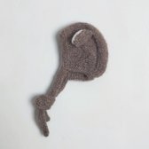 WOLLIES Amsterdam - Bonnet à nœud pour Bébé - 100% laine d'alpaga - Marron clair - 0-3 mois