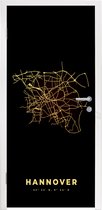 Deursticker Plattegrond - Goud - Hannover - Kaart - Stadskaart - 90x205 cm - Deurposter
