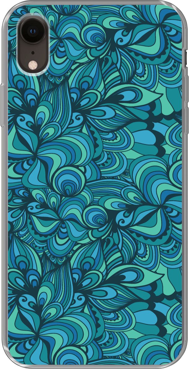 Telefoonhoesje Geschikt voor iPhone XR hoesje - Design - Vintage - Blauw - Turquoise - Siliconen Telefoonhoesje Telefoonhoesje