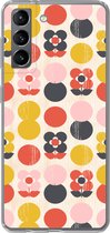 Geschikt voor Samsung Galaxy S21 hoesje - Retro - Design - Bloemen - Pastel - Siliconen Telefoonhoesje