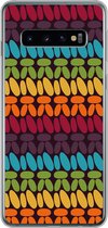 Geschikt voor Samsung Galaxy S10 hoesje - Haakpatronen - Retro - Regenboog - Siliconen Telefoonhoesje