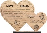 Hartjes Moederdag - houten wenskaart - kaart van hout - cadeau mama - 17.5 x 25 cm