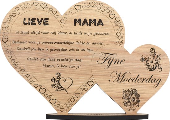Fête des mères - carte de voeux en bois - cadeau original pour maman - Dear  Maman - grand | bol