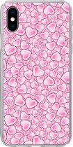 Geschikt voor iPhone Xs hoesje - Meiden - Hartjes - Roze - Patronen - Girl - Kindje - Kinderen - Siliconen Telefoonhoesje