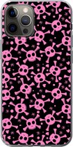 Geschikt voor iPhone 13 Pro hoesje - Meisje - Piraten - Roze - Patronen - Girl - Kind - Kinderen - Siliconen Telefoonhoesje