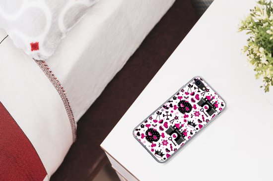 Coque iPhone SE 2020 - Meiden - Kroon - Cœur - Motifs - Fille - Enfant - Enfants - Coque de téléphone en Siliconen