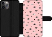 Bookcase Geschikt voor iPhone 11 Pro telefoonhoesje - Meisje - Ogen - Roze - Patronen - Girl - Kids - Kinderen - Met vakjes - Wallet case met magneetsluiting