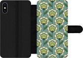 Bookcase Geschikt voor iPhone XS Max telefoonhoesje - Retro - Design - Jaren 70 - Bloem - Met vakjes - Wallet case met magneetsluiting