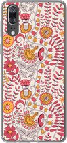 Telefoonhoesje Geschikt voor Huawei P20 hoesje - Bloemen - Design - Roze - Oranje - Siliconen Telefoonhoesje